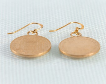 Boucles d'oreilles peseta Fun Classic - boucles d'oreilles dorées - pesetas - pièces de monnaie - cadeau femme - bijoux originaux