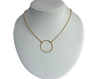 Beautiful chain with a circle handmade in silver with gold plating - gift for women - golden chain - jewelry - birthday.