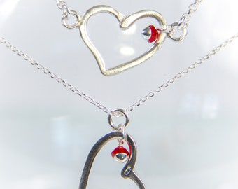 Pretty Heart pendant and bracelet - Swa crystal - 925 silver necklace and bracelet - necklace gift for women - Valentine's Day, anniversary.