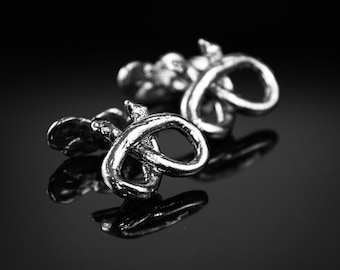 Magnifiques boutons de manchette bretzel en argent 925 - offrir un bijou - boutons de manchette noeud - cadeau homme - bijoux pour tout moment - Noël, fêtes, travail