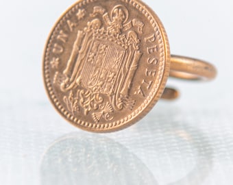 Peseta ring in yellow bronze- original gift - jewelry for women - birthday - golden ring -