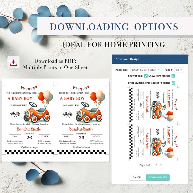 Editable Racing Car Baby Shower Invitation Oh Boy Vintage Race Car