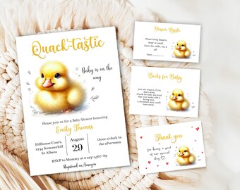 Rubber Duck Baby Shower Invitation Set: Editable Ducky Template (Digital Download)