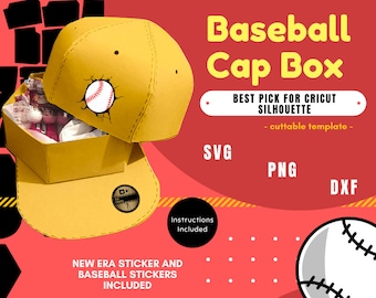 Baseball Treat Box SVG, BasketBall Box SVG, Favor Box Cap Gift Box SVG Hat Box Template-Cuttable-Cricut