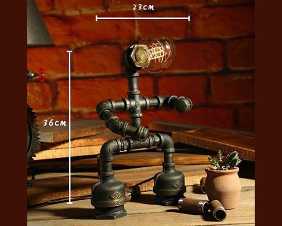 Pipeman Desk Lamp Robot Industrial Iron Lighting Lamp Vintage