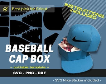 Basketball 3D Cap Favor Box SVG, Baseball Hat Box, Treat Box Cap Gift Box SVG Hat Box Template-Cuttable-Cricut