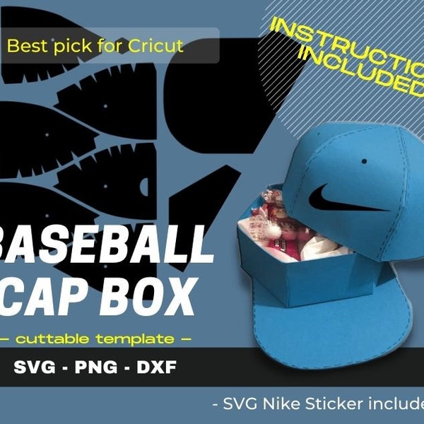 Basketball 3D Cap Favor Box SVG, Baseball Hat Box, Treat Box Cap Gift Box SVG Hat Box Template-Cuttable-Cricut