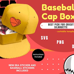 Baseball Treat Box SVG, BasketBall Box SVG, Favor Box Cap Gift Box SVG Hat Box Template-Cuttable-Cricut