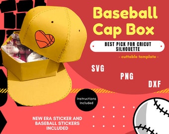 Baseball Treat Box SVG, BasketBall Box SVG, Favor Box Cap Gift Box SVG Hat Box Template-Cuttable-Cricut
