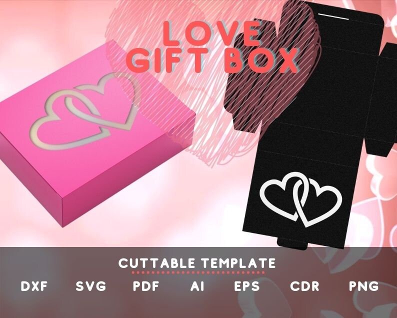 3D Paper Box Valentine Hearts Box Template - Svg Paper Box - Cuttable ...