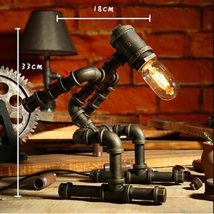 Edison Steampunk Lamp - PipeMan Desk Lamp - Industrial Iron Pipe lighting lamp - Vintage - Home Decor - Retro Decor - Gifts For Boys