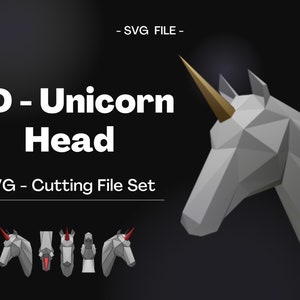 NFT 3D Unicorn Head PaperCraft - SVG File - Paper Sculpture - HandMade - Laser Cut template - graphic unicorn - Cricut Design