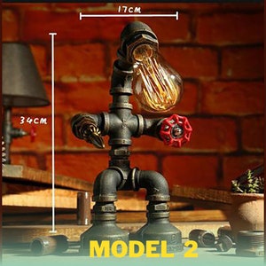 Pipeman Desk Lamp - Industrial Iron Pipe Lighting Lamp - Vintage ...