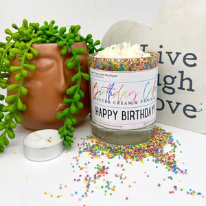 Birthday Cake Candle | Birthday Cake | Essential Oils | Personalised | Gift for her or him | Relaxing Candles | Calming candles | Vegan