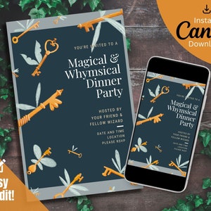 Magische Themenparty Digital Invite | Fliegende Schlüssel