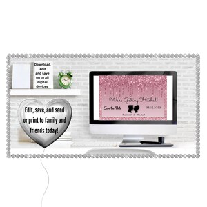 Digital Save the Date| Text Message Save the Date| Pink Save the Date| We&#39;re Getting Hitched| Wedding Save the Date| E-Invite