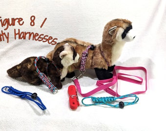 Paracord Figure 8/Infinity Harness - Ferret, Guinea Pig, Rat, Chinchilla, Sugar Glider, Reptile, Bird - Comfortable & Secure for Small Pets