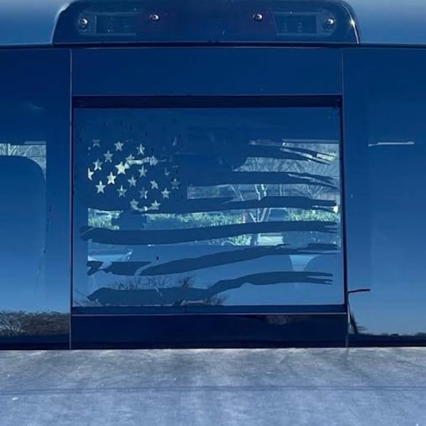 Rear Sliding Window Distressed Flag Decal for 2019-2023 Dodge Ram