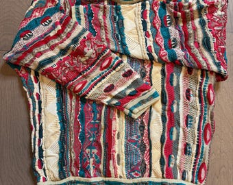 Vintage Coogi  XL Sweater Multiciolored 3D knit Pattern