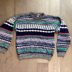 Suéter vintage de los 90 estilo Coogi de hormigón, talla grande, envío gratis.