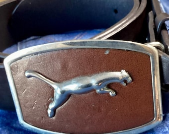 Panther Cheetah Leather Belt Black 3.5 Cm With Automatic 