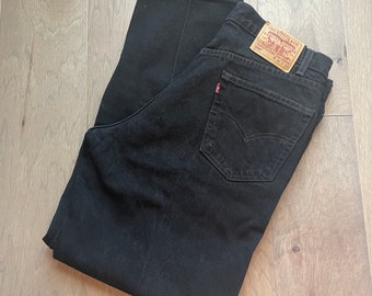 Levis 90's 36x30 Levi’s 550 Relaxed Fit Tapered Black Jeans, Made in USA, Vintage Jeans