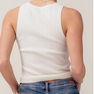 Ribbed Knit  Sleeveless Sweater Tank