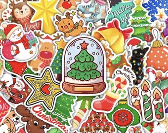 Christmas Waterproof Sticker Pack, Holiday Designs [10 Stickers]