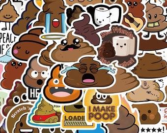 Funny Poop Emoji Stickers: Random Prank Decals, Waterproof (10-Pack)