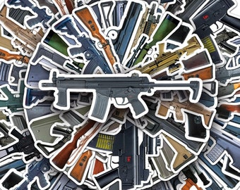 Random Gun Stickers Pack, Rifle Decals, Waterproof Laptop Stickers [10]