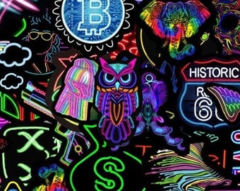 Neon Sticker Pack: Random Waterproof Laptop Guitar Stickers [10 Stickers]