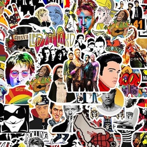 Random Rock Band Sticker Pack! Rock Stars, Music Icons, Singers, 80s Music Waterproof Laptop Stickers [10 Stickers]