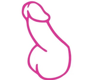 Big Pink Outline Penis Sticker, Funny Prank, Waterproof