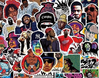 Random Hip Hop Sticker Pack! Hip-Hop Artists, Portraits, Rap Music, 90s Characters, Thug Musicians, Waterproof Laptop Stickers [10 Stickers]