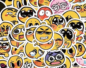 Pack de pegatinas de emojis de caras divertidas, impermeables (10 pegatinas)