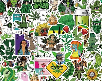 Random Weed Sticker Pack! Marijuana Stickers, Hemp Logos, Funny Characters, Mary Jane 420 Decals, Waterproof Laptop Stickers [10 Stickers]
