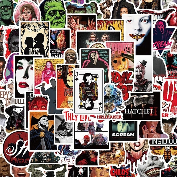 Pack d'autocollants d'horreur aléatoire ! Films d'horreur, Personnages d'Halloween, Thrillers, Stickers imperméables pour agenda, Stickers ordinateur portable [10 stickers]