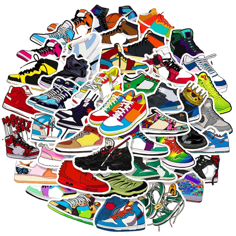 Shoe Sticker Pack, Random Footwear Stickers, Waterproof Vinyl Decals ...