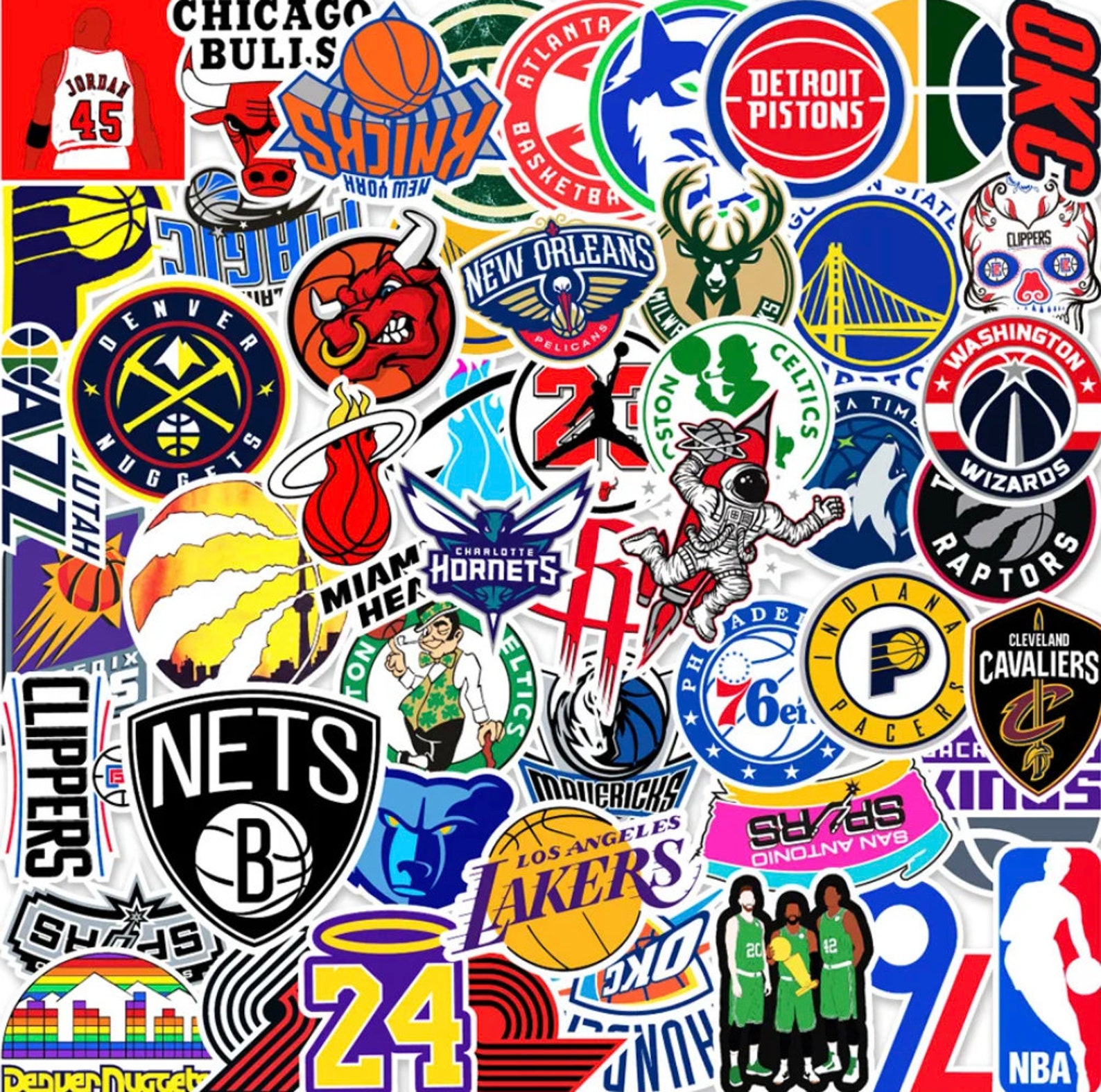 Basketball Team Stickers, NBA Decals, Waterproof Sport Stickers (10 ...