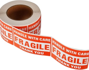 Fragile Handle With Care Waterproof Shipping Stickers
