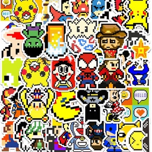 Random 8-Bit Sticker Pack! Superheros, Retro Video Games, TV Show Icons, Cartoon Pixel Characters, Waterproof Planner Decals! [10 Stickers]