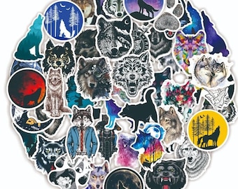 Wolf Sticker Pack: Random Waterproof Canine Portraits [10 Stickers]