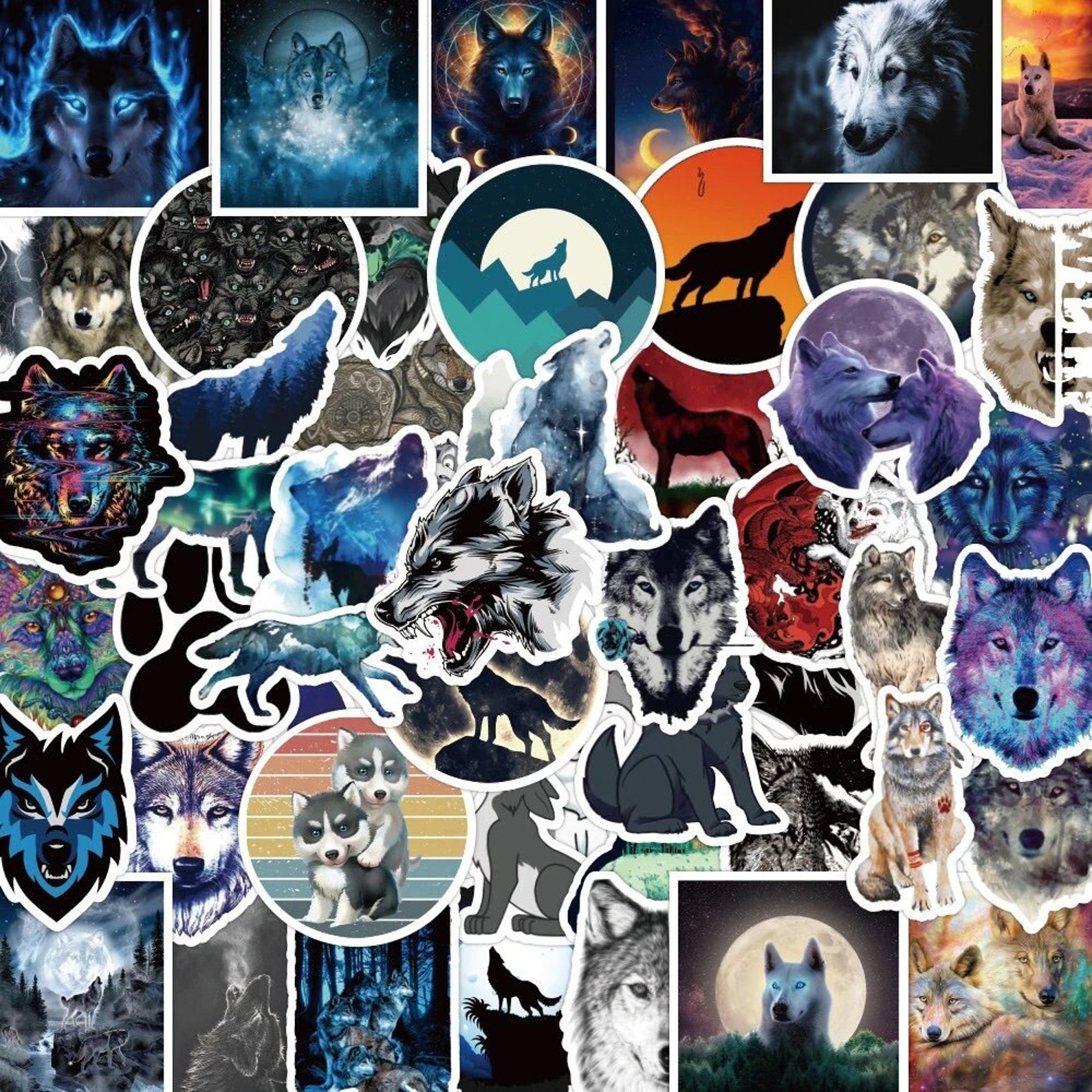Wolf Sticker Pack: Random Waterproof Canine Portraits [10 Stickers] - Etsy