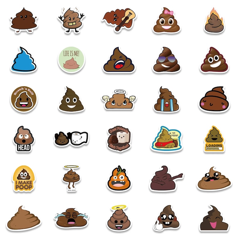 Funny Poop Emoji Stickers: Random Prank Decals, Waterproof (10-pack) - Etsy