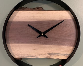 12" Live Edge Black Walnut Wall Clock