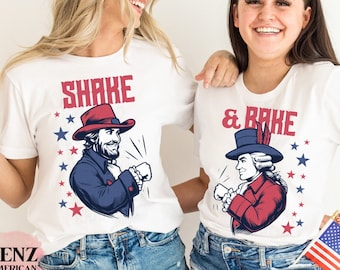 Shake and Bake Matching 4th of July Shirt for friends, Drinking Shirt for Fourth of July, American Presidents Shirt for men and women, plus