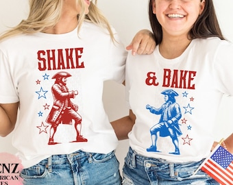 Shake and Bake Matching 4th of July Shirt for friends, Drinking Shirt for Fourth of July, American Presidents Shirt for men and women, plus