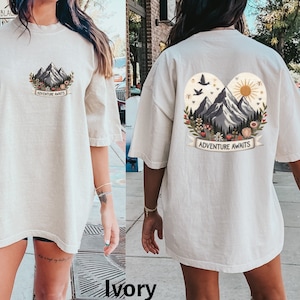 Abenteuer erwartet Shirt, Abenteuer-Shirt, Camping-Shirts, Berg-T-Shirt, Wanderer-T-Shirts, Naturliebhaber-Shirt, Camping-Geschenk, Urlaubs-Shirt