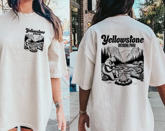 Yellowstone T Shirt Funny Shirts Yellowstone Shirt National Park Cute Bear Cool Graphic T Shirt Grand Tetons Hiking Camping Tee Mens Womens