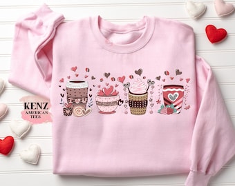 Womens Valentines Day Sweatshirt, Valentine Coffee Sweatshirt, Womens Valentines Day Sweater, Valentines Day Shirt, Valentines Sweater